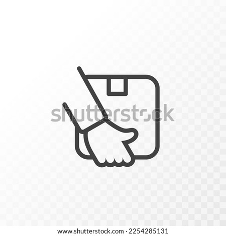 Outline style ui icons collection. Vector black linear illustration. Human hand hold box or document paper case delivery service symbol isolated on background. Design element.