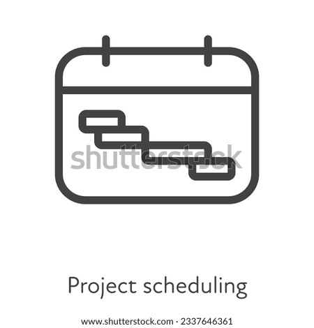 Outline style ui icons hard skill collection. Management and business. Vector black linear icon illustration. Gantt chart project scheduling diagram symbol isolated on white background. Design element