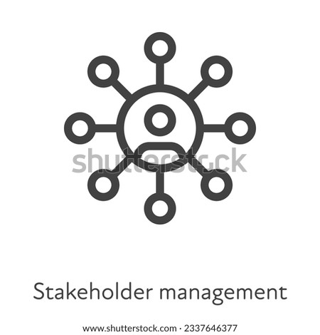Outline style ui icons hard skill collection. Management and business. Vector black linear icon illustration. Stakeholder and investor chart symbol isolated on white background. Design element