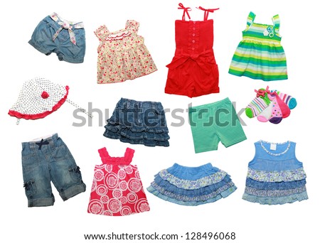 Summer Clothes For A Little Girl Isolated On White Stock Photo ...