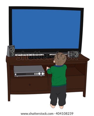Little Boy watching TV while standing very close
