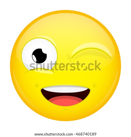 Wink Emoji. Smile Emotion. Twinkle Grin Emoticon. Vector Illustration ...