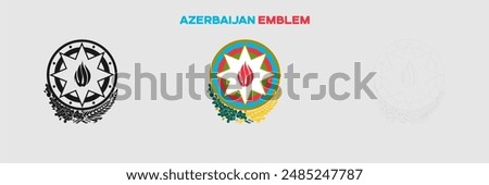 Azerbaijan Emblem Vector Pack. Emblem with Flag. Gray Emblem Silhouette. Gray Outline Emblem. Editable EPS file.