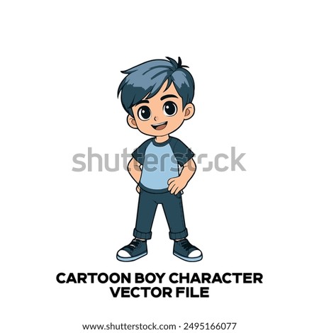 Cartoon Boy Vector Character Design. 2d vector illustration of a cute and beautiful cartoon character. Editable EPS file.