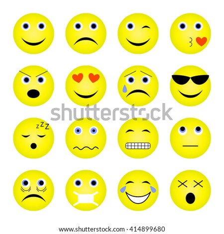 Vector Illustration Set Of Emoticons - 414899680 : Shutterstock