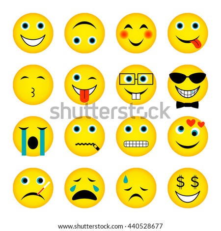 Vector Illustration Set Of Emoticons - 440528677 : Shutterstock