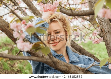 Similar – Image, Stock Photo woman among the branches of a golden tree in autumn