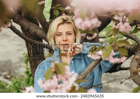 Similar – Image, Stock Photo woman among the branches of a golden tree in autumn