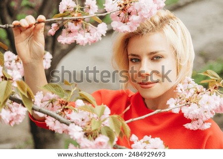 Similar – Image, Stock Photo woman among the branches of a golden tree in autumn