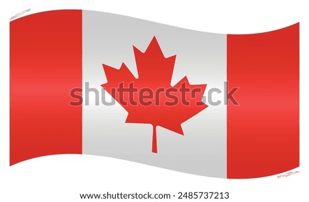 Waving National Flag of Canada. Canadian flag Swinging. North American Country. Canada flag isolated on white background. Editable vector EPS available