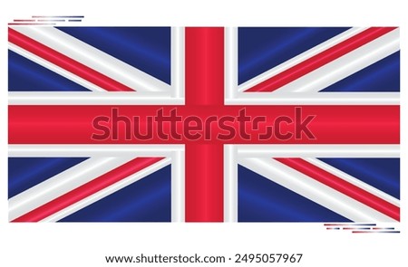 National Flag of UK. United Kingdom flag in Rectangle shape. European Country. Union Jack flags isolated on white background. Editable vector EPS available