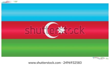 National Flag of Azerbaijan. Azerbaijani flag in Rectangle shape. European and Asian Country. Azerbaijan flags isolated on white background. Editable vector EPS available