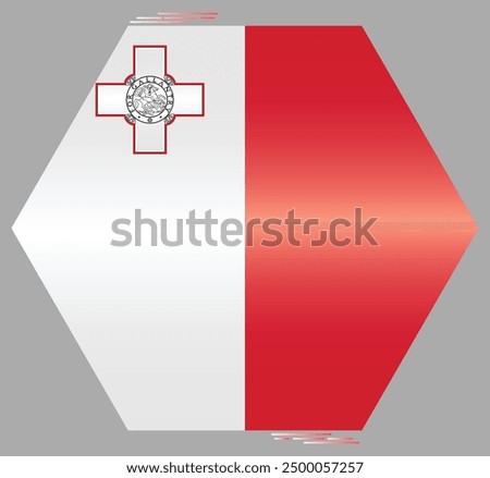 National Flag of Malta. Maltese flag in polygon shape. European Country. Malta flags isolated on grey background. Editable vector EPS available