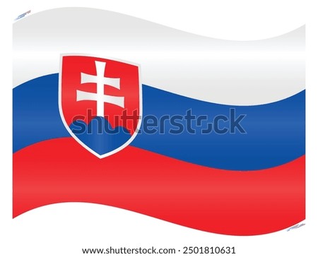 Waving National Flag of Slovakia. Slovakian flag Swinging. European Country. Slovak flags isolated on white background. Editable vector EPS available