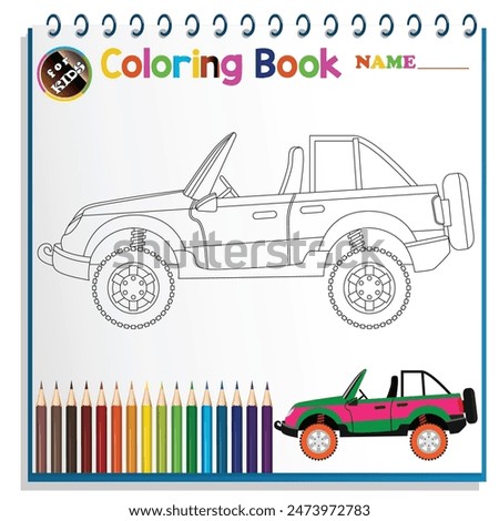 Cute CAR clipart page for kids. Vector illustration for children. Vector illustration of Cute cartoon CAR on isolated white background.