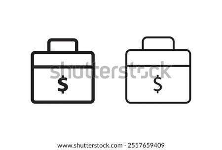 briefcase dollar icon, business and investment line art symbol isolated on white