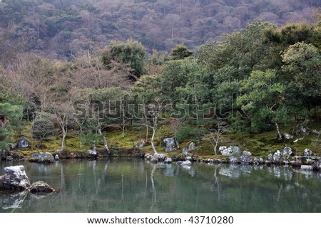 garden on tenryuu temple in kyoto prefecture in japan