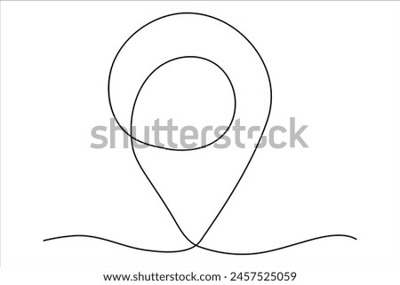 continuous one line google map point route directions and location outline vector art illustration