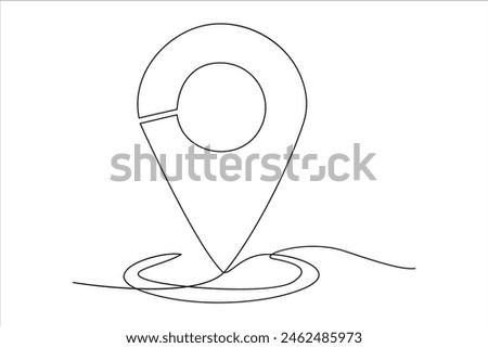 continuous one line google map point route directions and location outline vector art illustration
