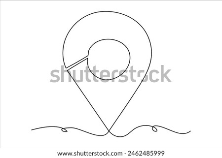 continuous one line google map point route directions and location outline vector art illustration
