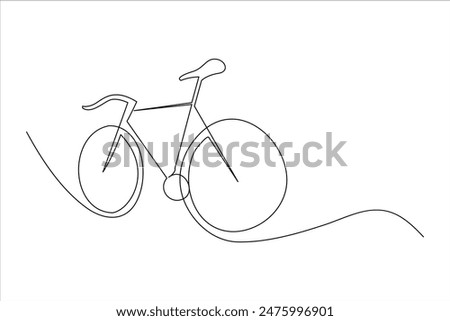 Continuous one line bicycle outline vector art illustration