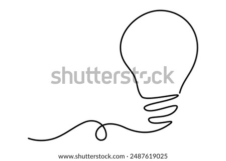 Light bulb isolated on white light bulb one line outline vector art illustration