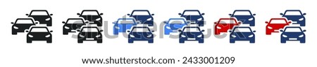 Car traffic jam vector icon. Cars convoy isolated vector silhouette. Automobile queue modern icons. Symbol jam traffic transport in vector design style