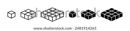 Line isometric cube. Line cube icons. Modern sign cubes. Simple symbol 3d cube. Set icon outline boxes in vector design