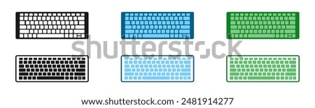 Isolated graphic illustration control device. Simple set keyboard. Modern color keyboard. Button key. Keyboard icons in vector design