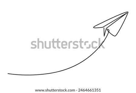 Continuous line drawing of paper plane,