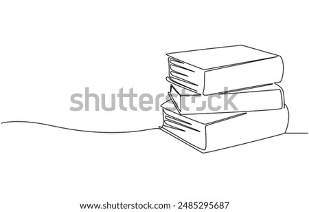 Continuous line drawing of book opening vector illustration, Continuous one-line drawing of book opening vector graphic illustration. 