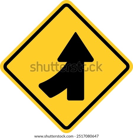 Lane merging left traffic road sign, yellow background