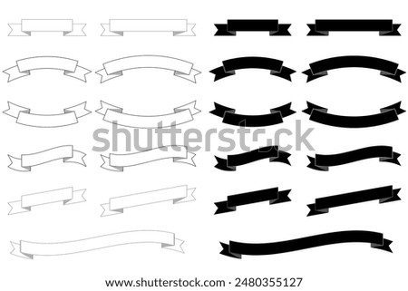 Clip art set of black and white ribbon