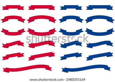 Clip art set of red and blue ribbon