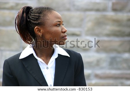 Profile of a serious looking black businesswoman