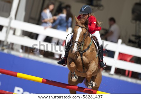 VALENCIA, SPAIN - MAY 8: Rider Munyoz, Horse Major de Piquet, Spain in the Global Champions Tour Valencia 2010 equestrian - the City of Arts and Sciences of Valencia, Spain on May 8, 2010
