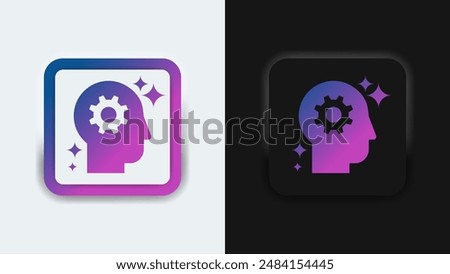 Neumorphic design button of generative brainstorming AI. Futuristic soft user interface with simple icon element. Asset to be used for web, mobile app, motion video