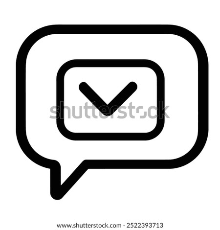 A simple speech bubble icon with a downward arrow, representing message notifications.