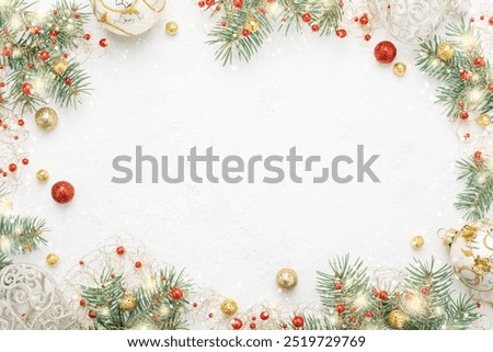 Christmas background with Christmas tree, belt and gifts