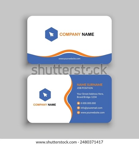 yellow and Sky Blue modern business card. visiting card template vector