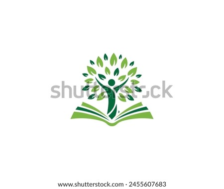 Book and human tree education logo design