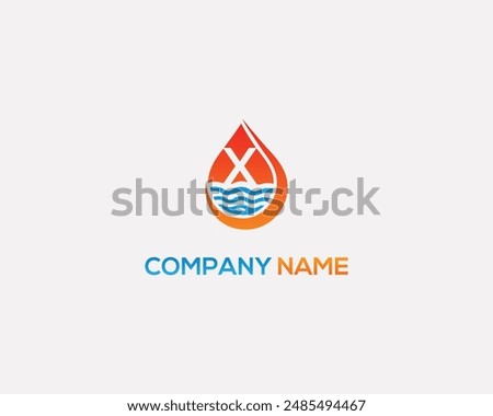 Letter X water drop logo icon design template elements vector.