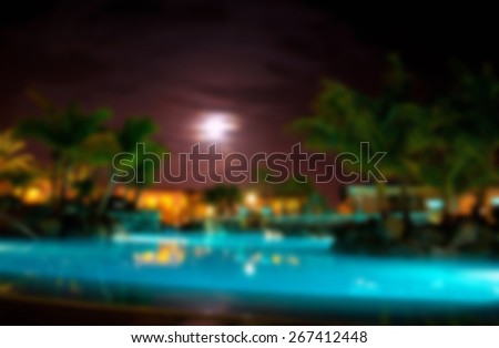 luxury vacation resort at night,blurred for presentation effect , abstract background
