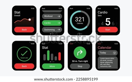 Vector smart watch ui kit