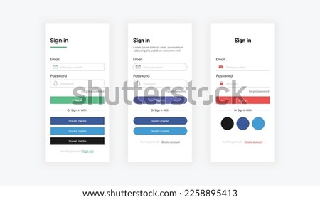 Sign in form. mobile app template