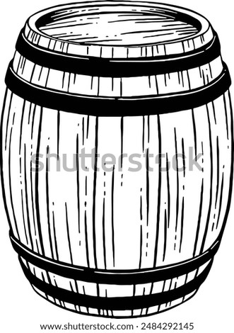 Hand drawn Beer Barrel or Wine Barrel Sketch Illustration