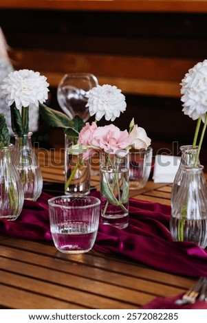 Similar – Image, Stock Photo Pink dahlia, minimal aesthetic background