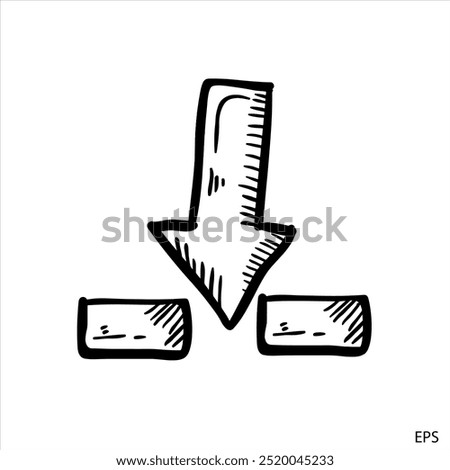 Sketch Arrow - Hand-drawn Arrow Pointing Down icon, isolated on white background. vector illustration.