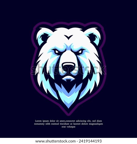 polar bear head e-sport logo vector illustration