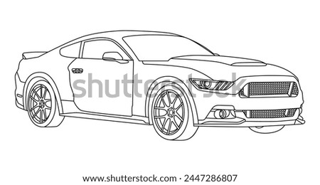 American muscle car outline black on white background vector